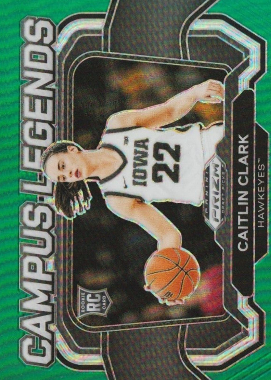 Caitlin Clark 2024 Prizm Draft Picks #5 Campus Legends - Green