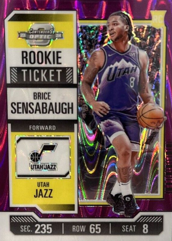 Brice Sensabaugh 2023 Contenders Optic #1 Rookie Ticket - Purple FOTL /18 RAW