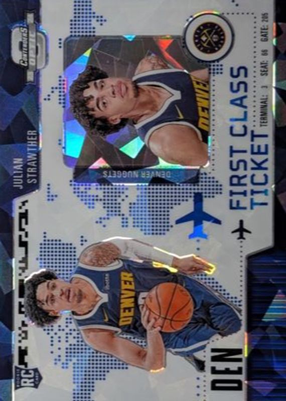 Julian Strawther 2023 Contenders Optic #12 First Class Ticket - Blue Cracked Ice /75 Rookie RAW