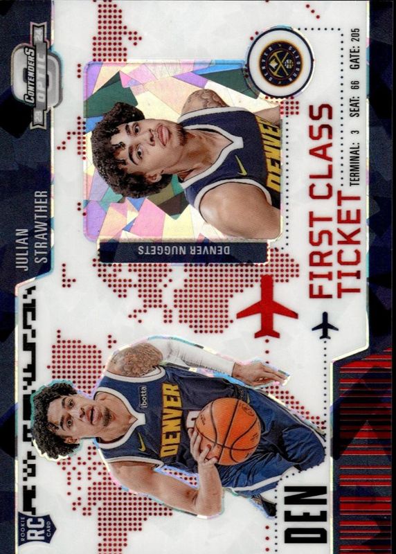 Julian Strawther 2023 Contenders Optic #12 First Class Ticket - Red Cracked Ice /175 Rookie RAW