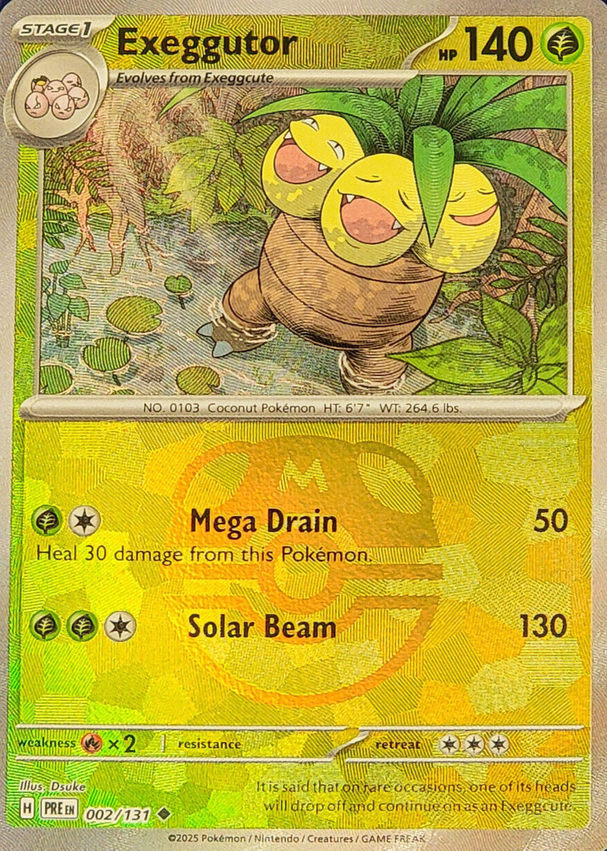 Exeggutor 2025 Scarlet & Violet: Prismatic Evolutions #002/131 Master Ball  Reverse Holo Price Guide - Sports Card Investor