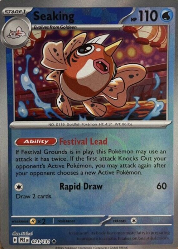 seaking pokemon card An official "shiny" card. It's not sun bleached, it's low on the magenta layer Common Retreat cost Pokemon | Games | St