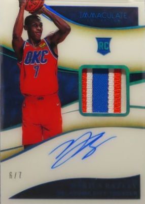 2019 Immaculate #123 Rookie Patch Auto - Jersey Number (/7)