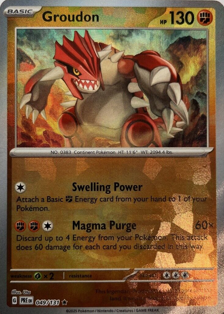 Groudon 2025 Scarlet & Violet: Prismatic Evolutions #049/131 Poke Ball  Reverse Holo Price Guide - Sports Card Investor