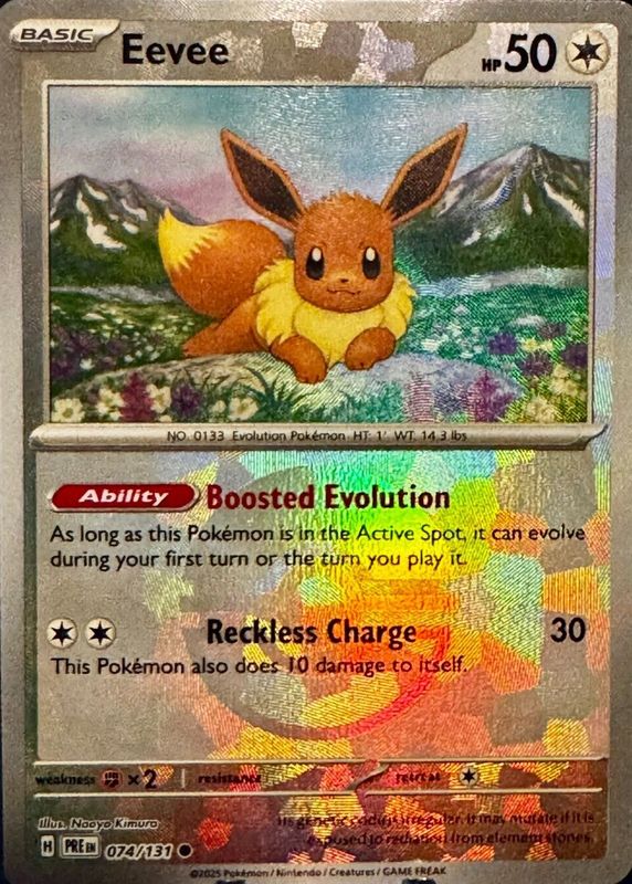 holographic eevee card Pokemon (Holographic) RarityPromo Hit Points60 HP Colorless Quick Draw Flip a coin Eevee 2025 Scarlet & Violet: