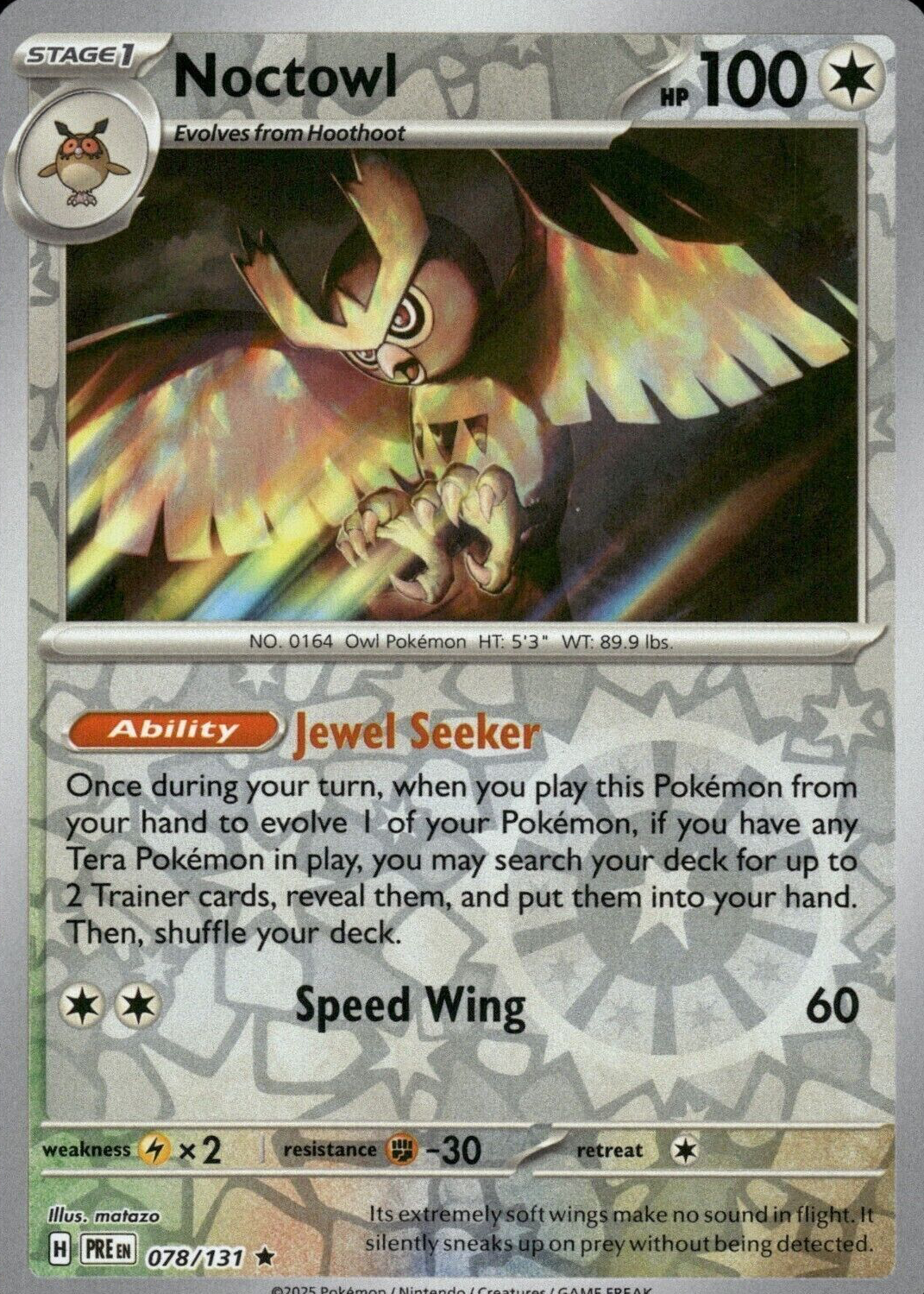 owl pokemon card Noctowl - 115/142 (SCR) Rare main image 0