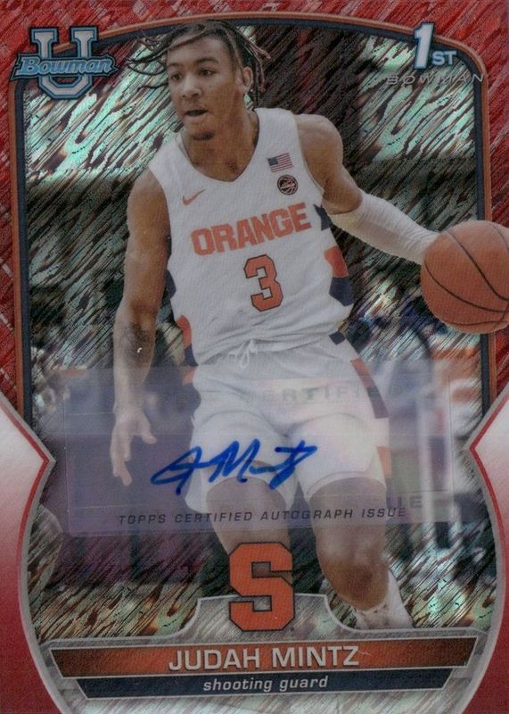 2022 Bowman Chrome University #33 Prospect Autographs - Red Shimmer Refractor /5 (1st)