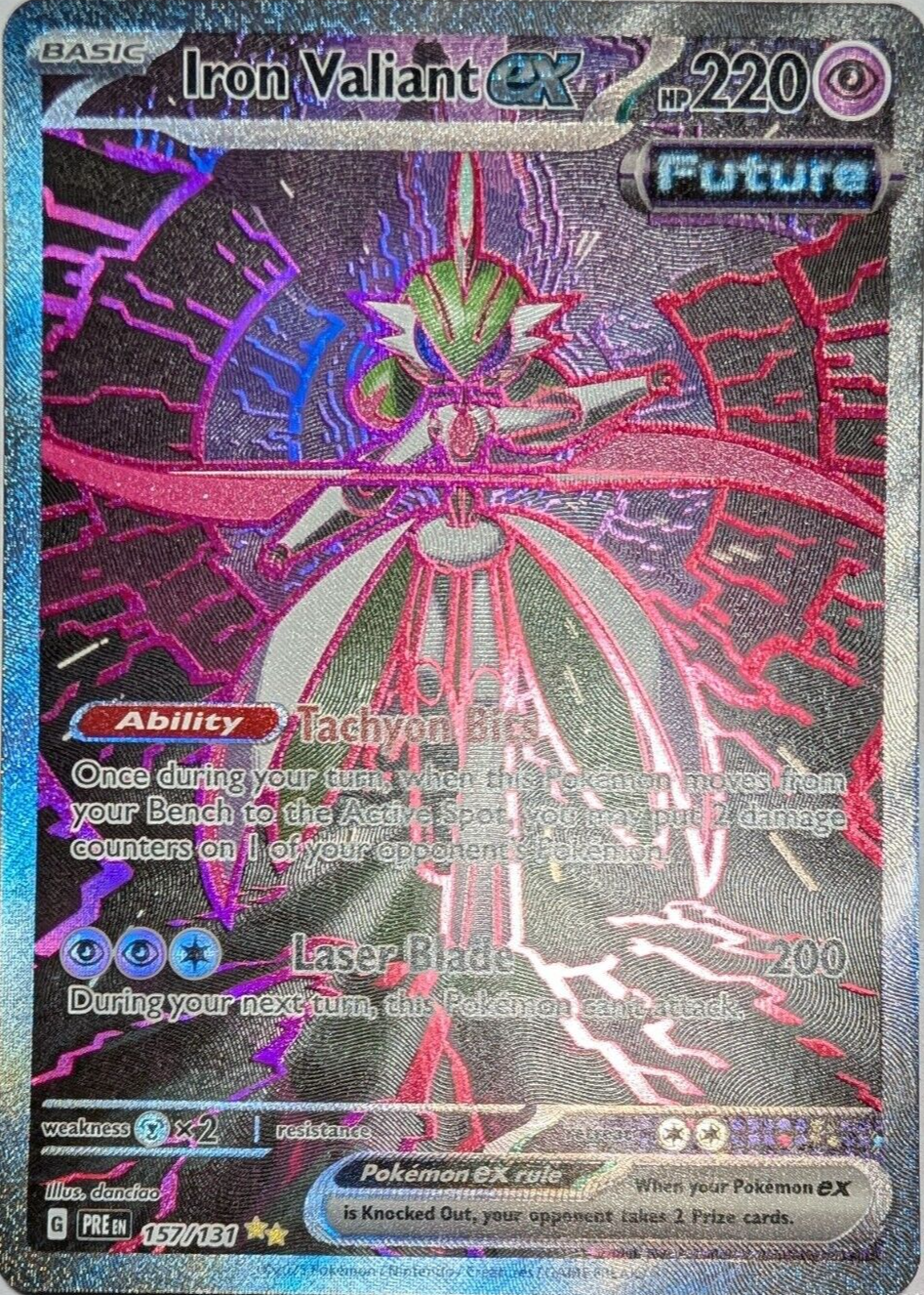 iron valiant pokemon cards - ex 261/182 - Paradox Rift - Hyper Rare - Gold Foil 220 Stage Pokemon Trading Card Game SV4M