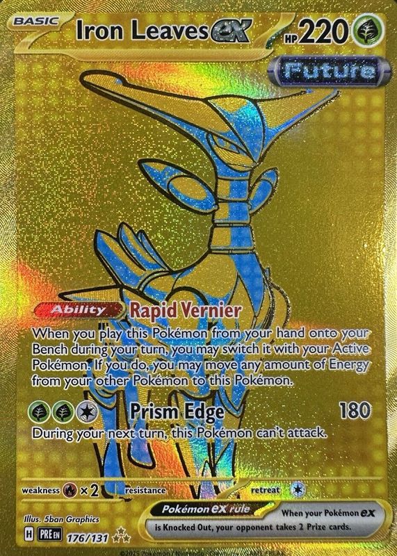 Iron Leaves ex 2025 Scarlet & Violet: Prismatic Evolutions #176/131 Hyper Rare (Secret) RAW TCG (LIGHTLY PLAYED)