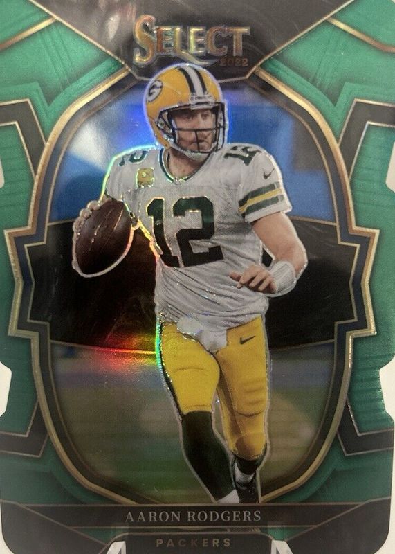 Aaron Rodgers 2022 Select #55 Concourse Green Die-Cut /5 RAW