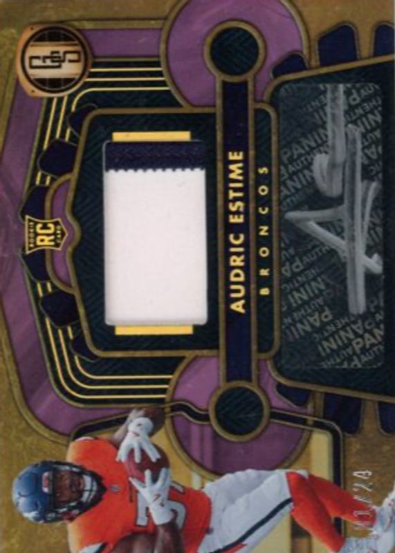 Audric Estime 2024 Gold Standard #220 Rookie Jersey Autographs - Rose Gold /24 RAW