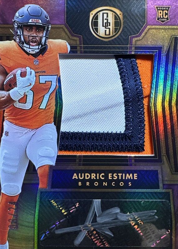 Audric Estime 2024 Gold Standard #277 Rookie Jersey Autographs Jumbo - Rose Gold /24 RAW
