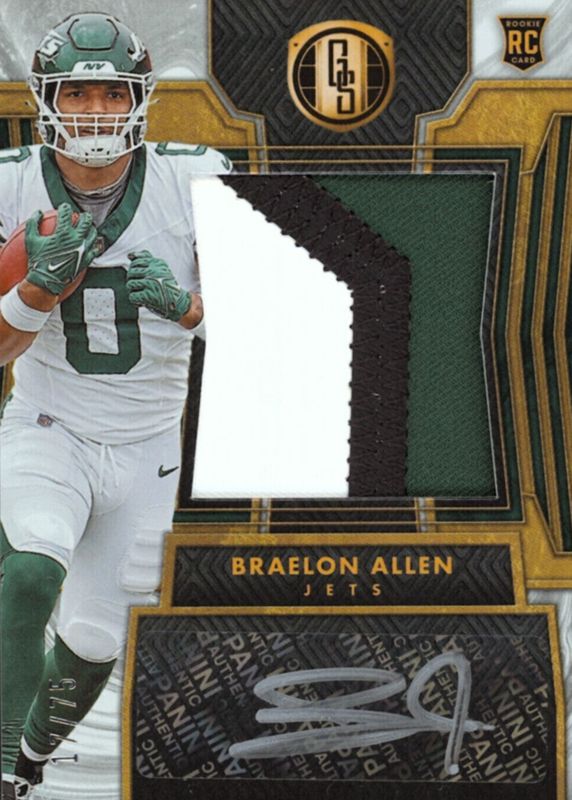 Braelon Allen 2024 Gold Standard #274 Rookie Jersey Autographs Jumbo - White Gold /75 RAW