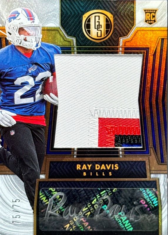 Ray Davis 2024 Gold Standard #272 Rookie Jersey Autographs Jumbo - White Gold /75 RAW