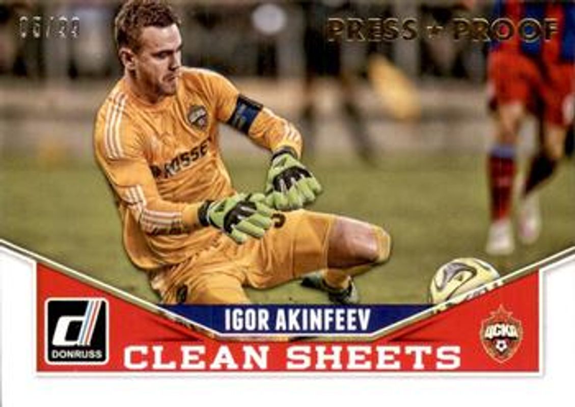 2015 Donruss #4 Clean Sheets Gold Press Proof /99