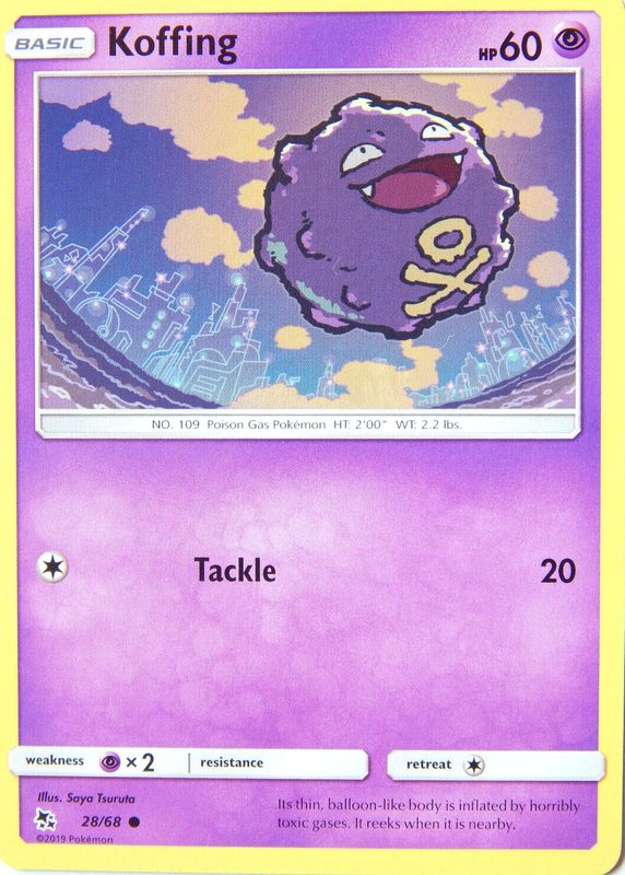 Koffing 2019 Sun & Moon: Hidden Fates #28/68 Base RAW TCG (LIGHTLY PLAYED)