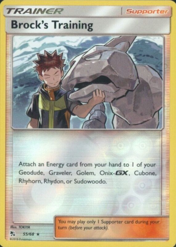 Brock's Training 2019 Sun & Moon: Hidden Fates #55/68 Reverse Holo RAW TCG (LIGHTLY PLAYED)