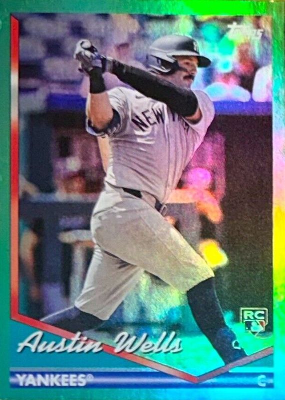 Austin Wells 2024 Topps Archives #209 Green Foilboard /99 Rookie RAW