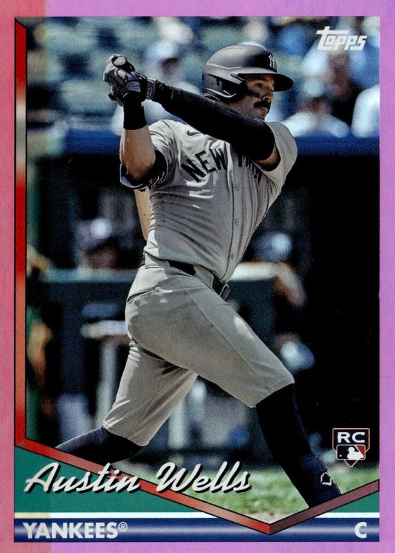 Austin Wells 2024 Topps Archives #209 Pink Foilboard Rookie RAW