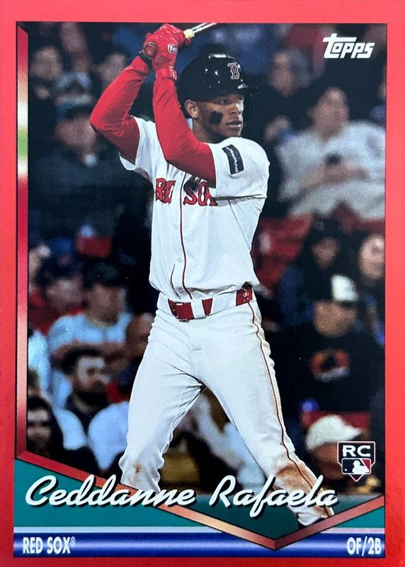 Ceddanne Rafaela 2024 Topps Archives #266 Red Hot Foilboard /50 Rookie RAW
