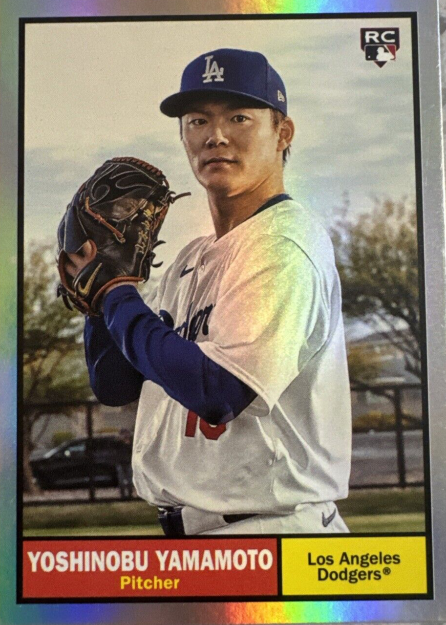 Yoshinobu Yamamoto 2024 Topps Archives #61 Rainbow Foilboard /199