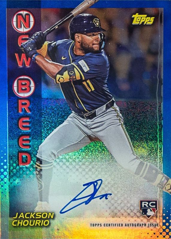 Jackson Chourio 2024 Topps Archives #99NBA-JC 1999 New Breed Autographs - Blue Foilboard /25 Rookie RAW