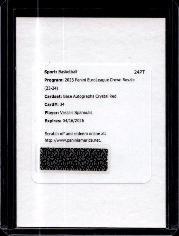 2023 Crown Royale EuroLeague #34 Autographs - Crystal Red /99