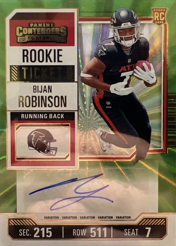 Bijan Robinson 2023 Contenders #103 Rookie Ticket Auto Variation RAW