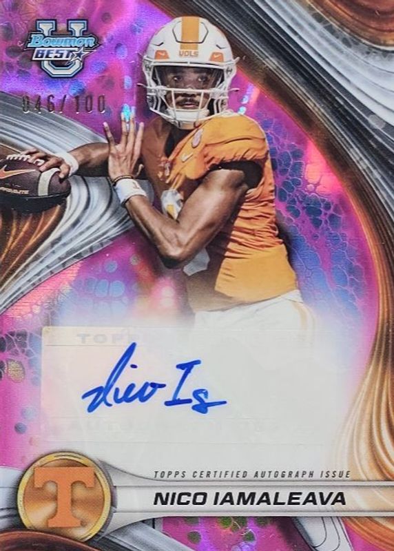 2024 Bowman Best University #BOA-NI Best of 2024 Autographs - Pink Lava Refractor /100