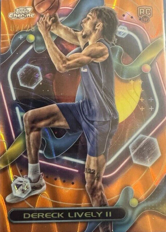 Dereck Lively II 2023 Topps Chrome Cosmic #161 Orange Galactic Refractor /25 Rookie RAW