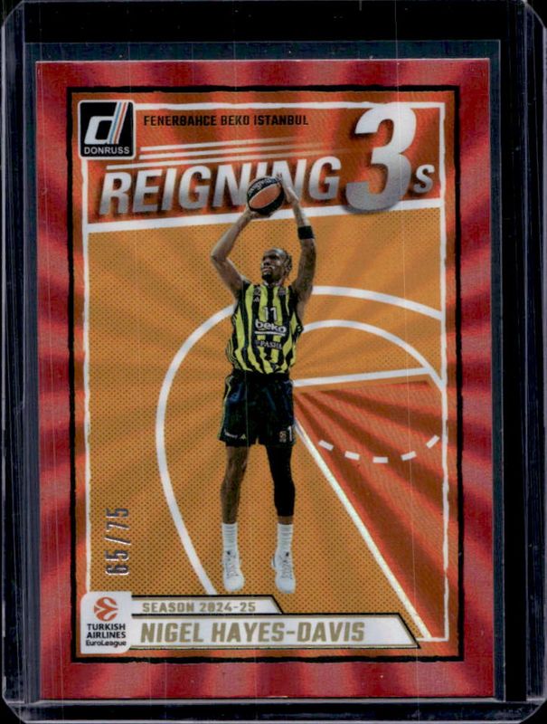 2024 Donruss EuroLeague #1 Reigning 3s - Red Laser /75