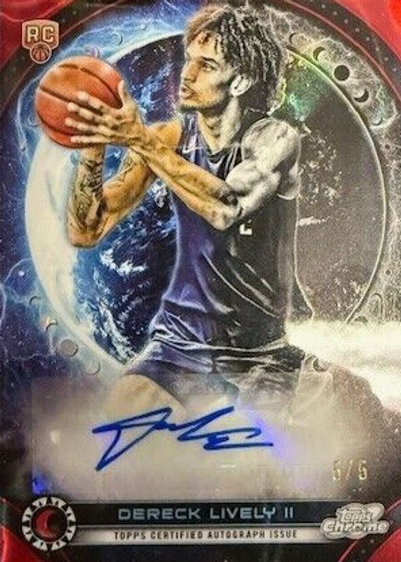 Dereck Lively II 2023 Topps Chrome Cosmic #ERA-DL Equinox Autographs - Red Flare Refractor /5 Rookie RAW