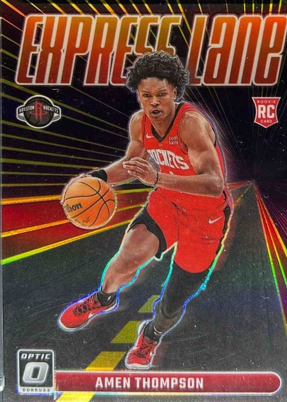 Amen Thompson 2023 Optic #2 Express Lane - Gold /10 Rookie RAW
