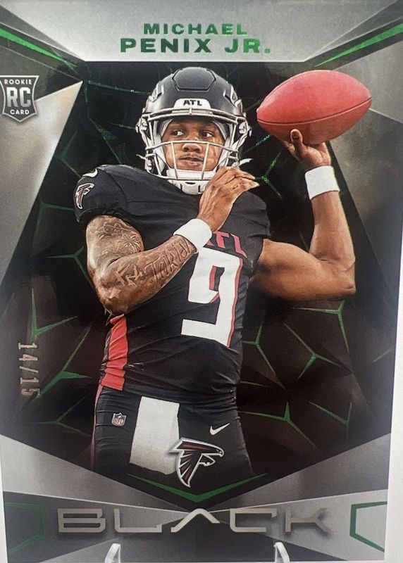 Michael Penix Jr. 2024 Black #178 Emerald /15 Rookie PSA 9