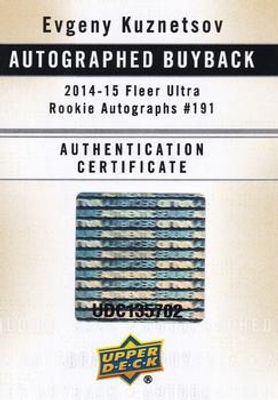 2014 Fleer Showcase #191 '14 Ultra Autographs Buyback COAs