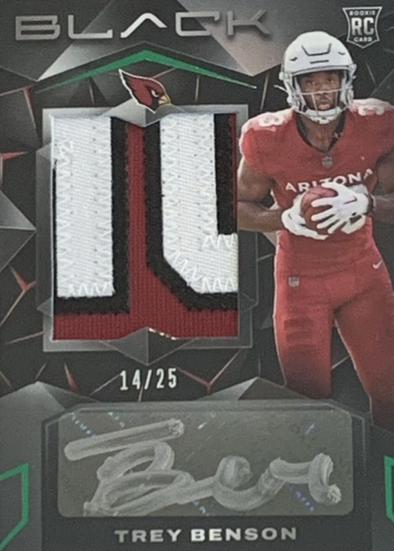 Trey Benson 2024 Black #218 Rookie Patch Auto - Emerald /25 RAW