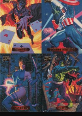 1994 Fleer Marvel Masterpieces Hildebrandt Brothers 4 Card Panel Promos