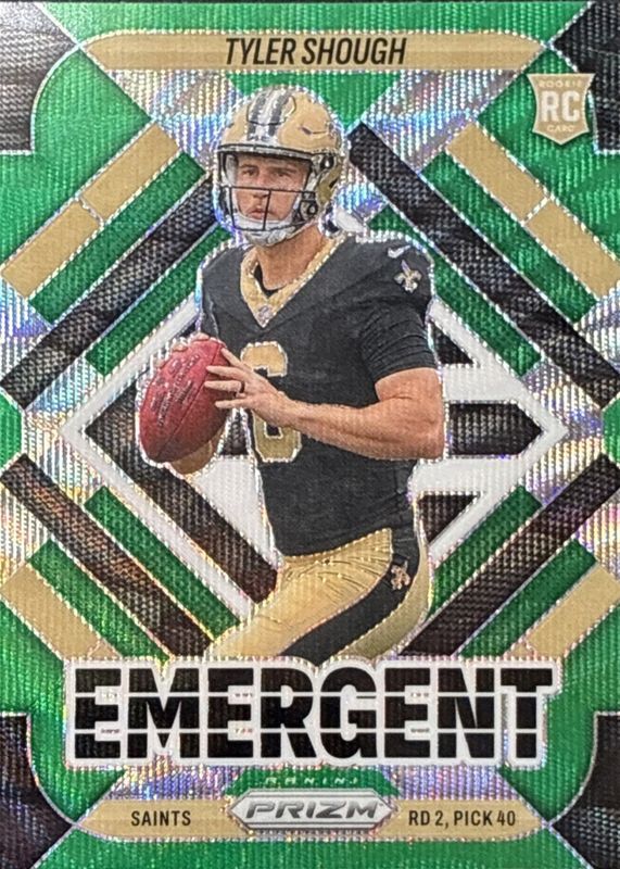 Tyler Shough 2025 Prizm #8 Emergent - Green Wave Price Guide