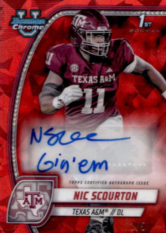 2024 Bowman Chrome University Sapphire Edition #PA-NSC Prospect Auto - Red /5 (1st)