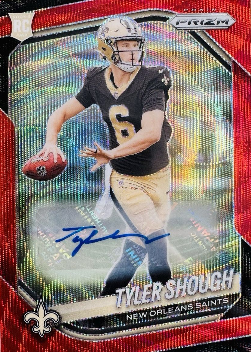 Tyler Shough 2025 Prizm #327 Rookie Autographs - Red Wave /149