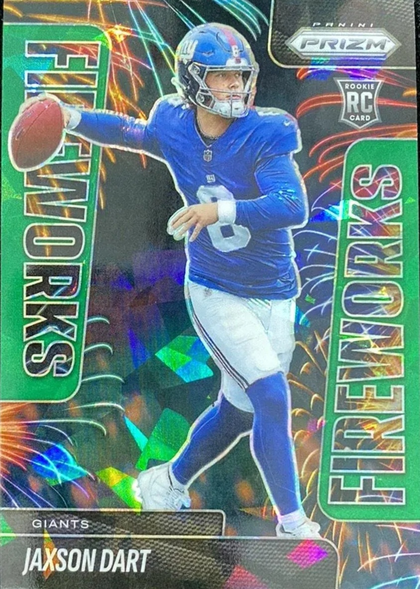 M*a様 耐え抜くもの、母聖樹　foil セットブースター産 Jaxson Dart 2025 Prizm #6 Fireworks - Green Ice Price Guide