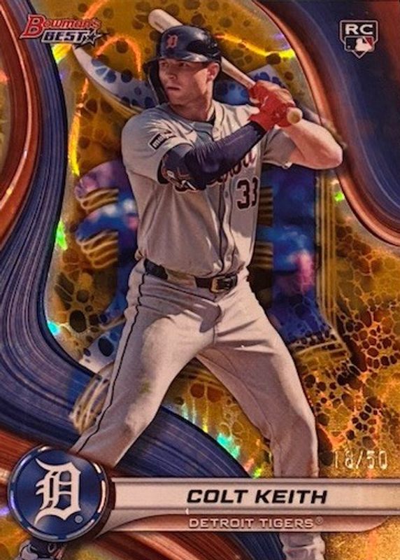Colt Keith 2024 Bowman's Best #28 Gold Lava Refractor /50 Rookie RAW