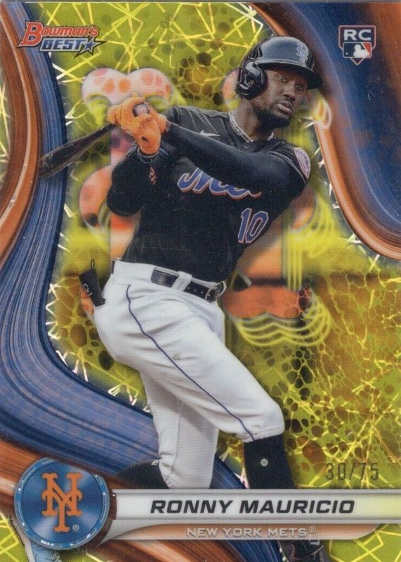 Ronny Mauricio 2024 Bowman's Best #41 Yellow Lazer Refractor /75 Rookie RAW