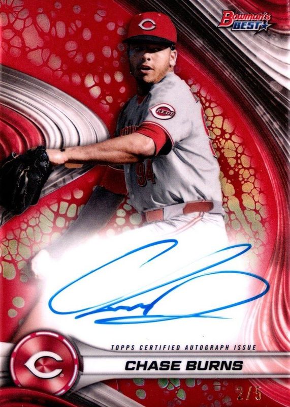 Chase Burns 2024 Bowman's Best #B24-CB Best of 2024 Autographs - Red Lava Refractor /5 RAW