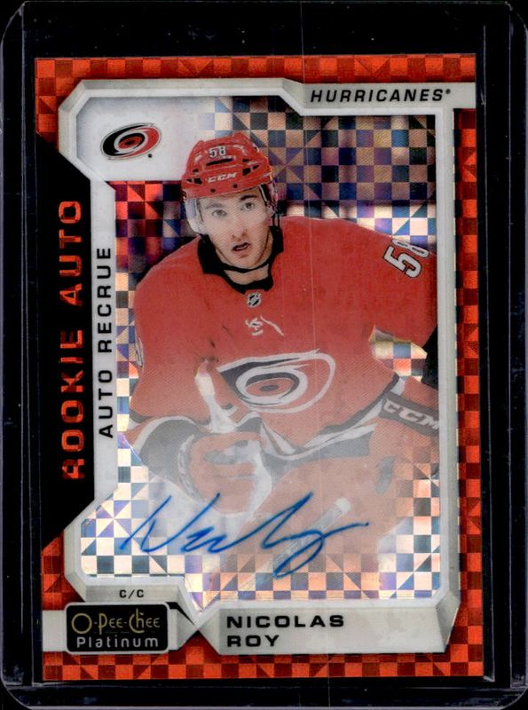 2018 O-Pee-Chee Platinum #R-NR Rookie Autographs - Orange Checkers /15