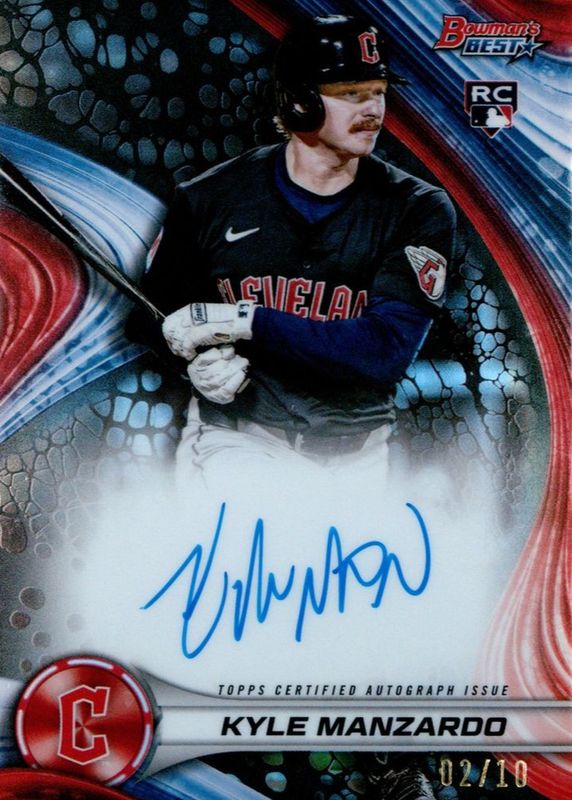 Kyle Manzardo 2024 Bowman's Best #B24-KM Best of 2024 Autographs - Black Refractor /10 Rookie RAW