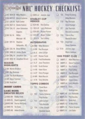 2000 O-Pee-Chee #3 Checklists Blue