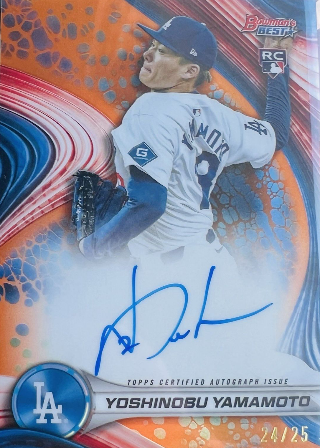 ボウマンズベスト　サーテファイドオートグラフイシュー　トッドウォーカー　サイン Yoshinobu Yamamoto 2024 Bowman's Best #B24-YY Best of 2024