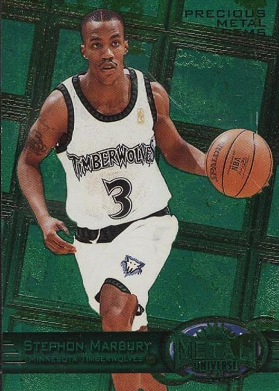 Stephon Marbury 1997 Metal Universe #90 Precious Metal Gems Green /10 PSA 9