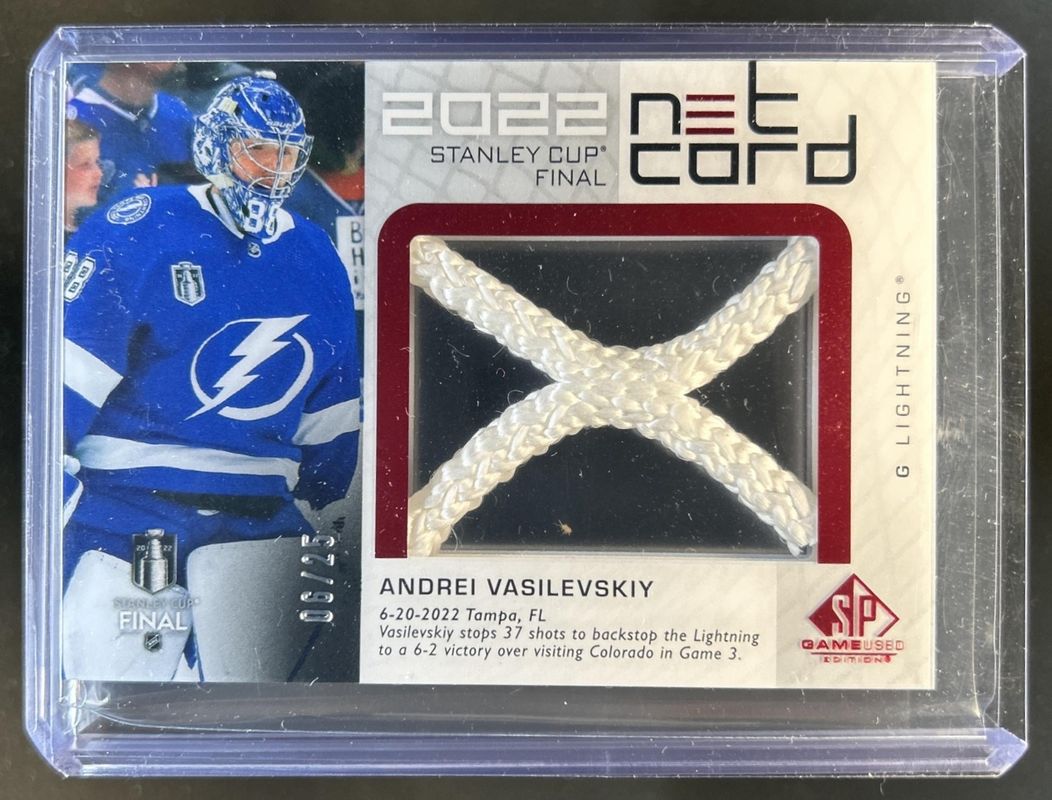 2022 SP Game Used #SCN-AV 2022 NHL Stanley Cup Final Net Cord Relics /25